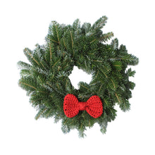 Load image into Gallery viewer, 14 Inch Crochet Bow Tie Christmas Wreath