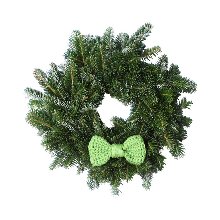 14 Inch Crochet Bow Tie Christmas Wreath