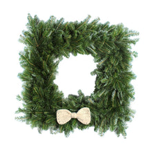 Load image into Gallery viewer, 30 Inch Crochet Bow Tie Square Christmas Wreath