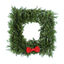 Load image into Gallery viewer, 30 Inch Crochet Bow Tie Square Christmas Wreath