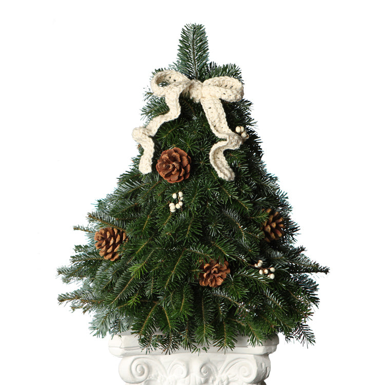 Crochet Bow Tabletop Christmas Tree