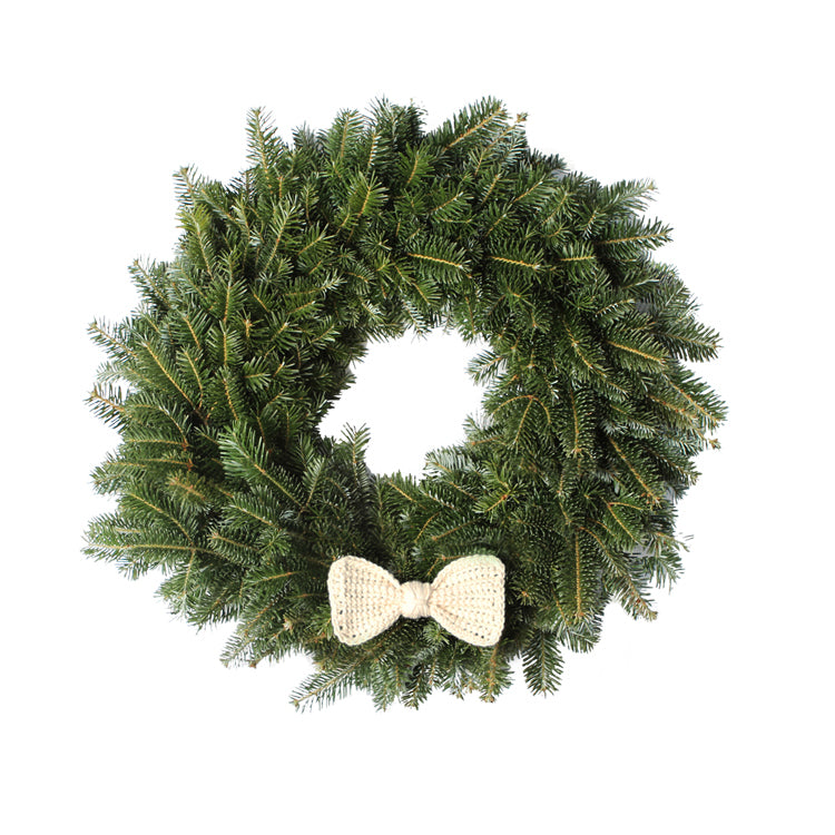 24 Inch Crochet Bow Tie Christmas Wreath