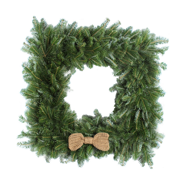 30 Inch Crochet Bow Tie Square Christmas Wreath